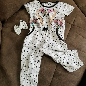Rosie Pope Baby Girl Romper Jumpsuit Flamingo &bow